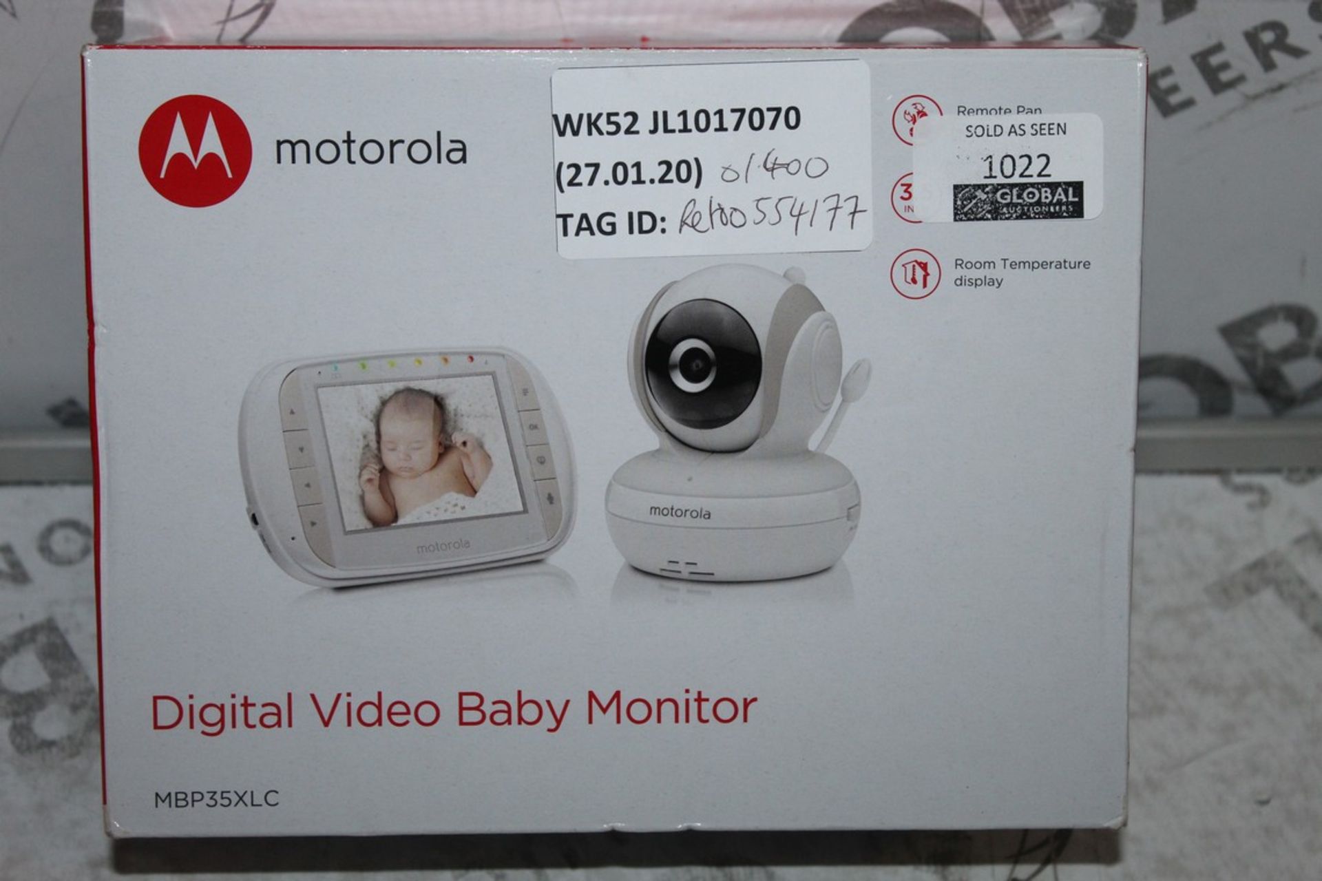 Boxed Motorola MBP35XLC Digital Baby Monitor RRP £140 (RET00554177) (Public Viewing and Appraisals