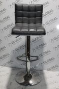Grey Leather and Chrome Bar Stool RRP £75 (14671) (Public Viewing and Appraisals Available)
