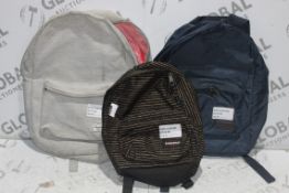 Assorted Items to Include Eastpack Mini Backpacks, Barbour Weatherproof Backpacks and Herschel