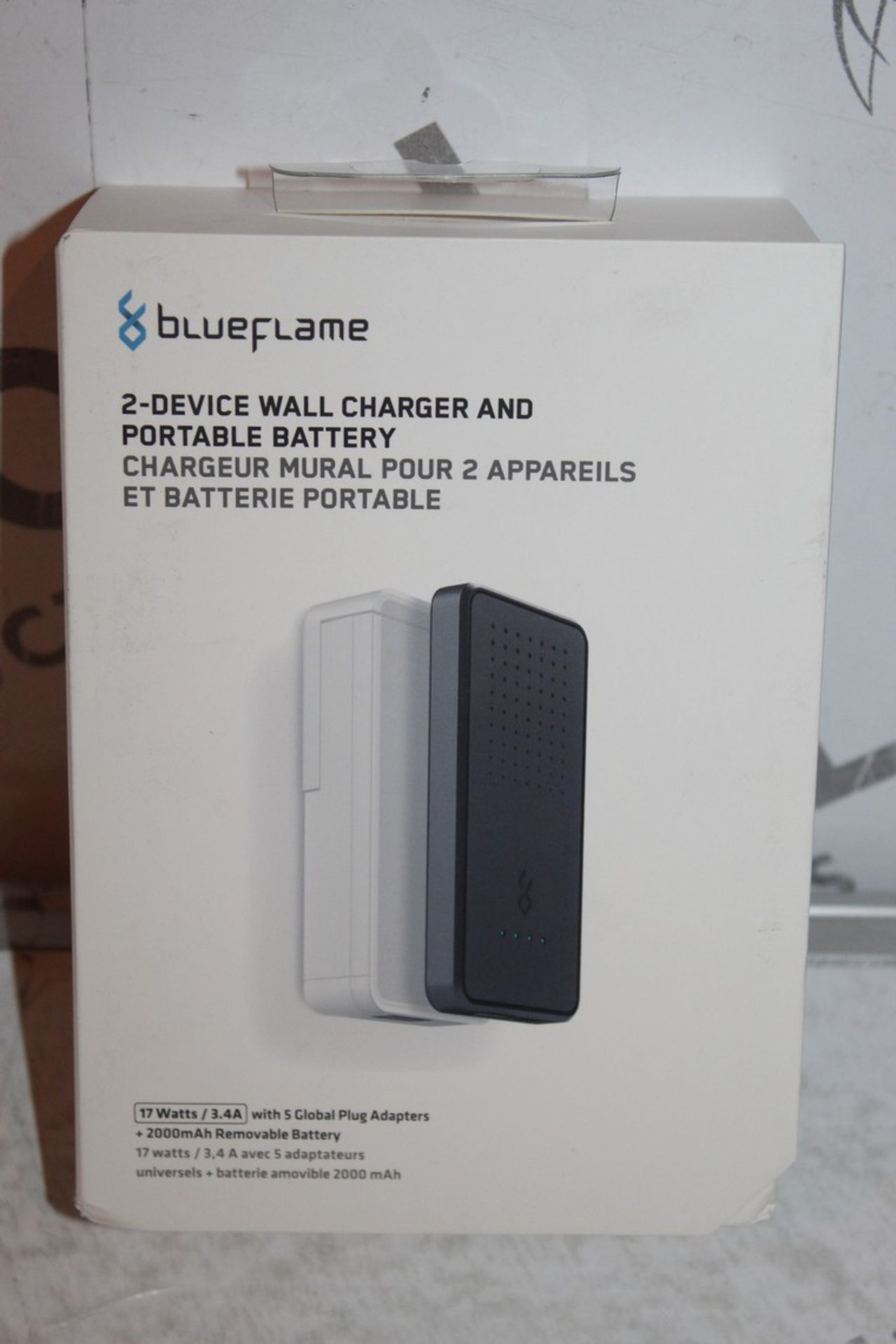Lot to Contain 2 Boxed Blue Flame 2 Device Wall Chargers and Portable Batteries Combined RRP £75