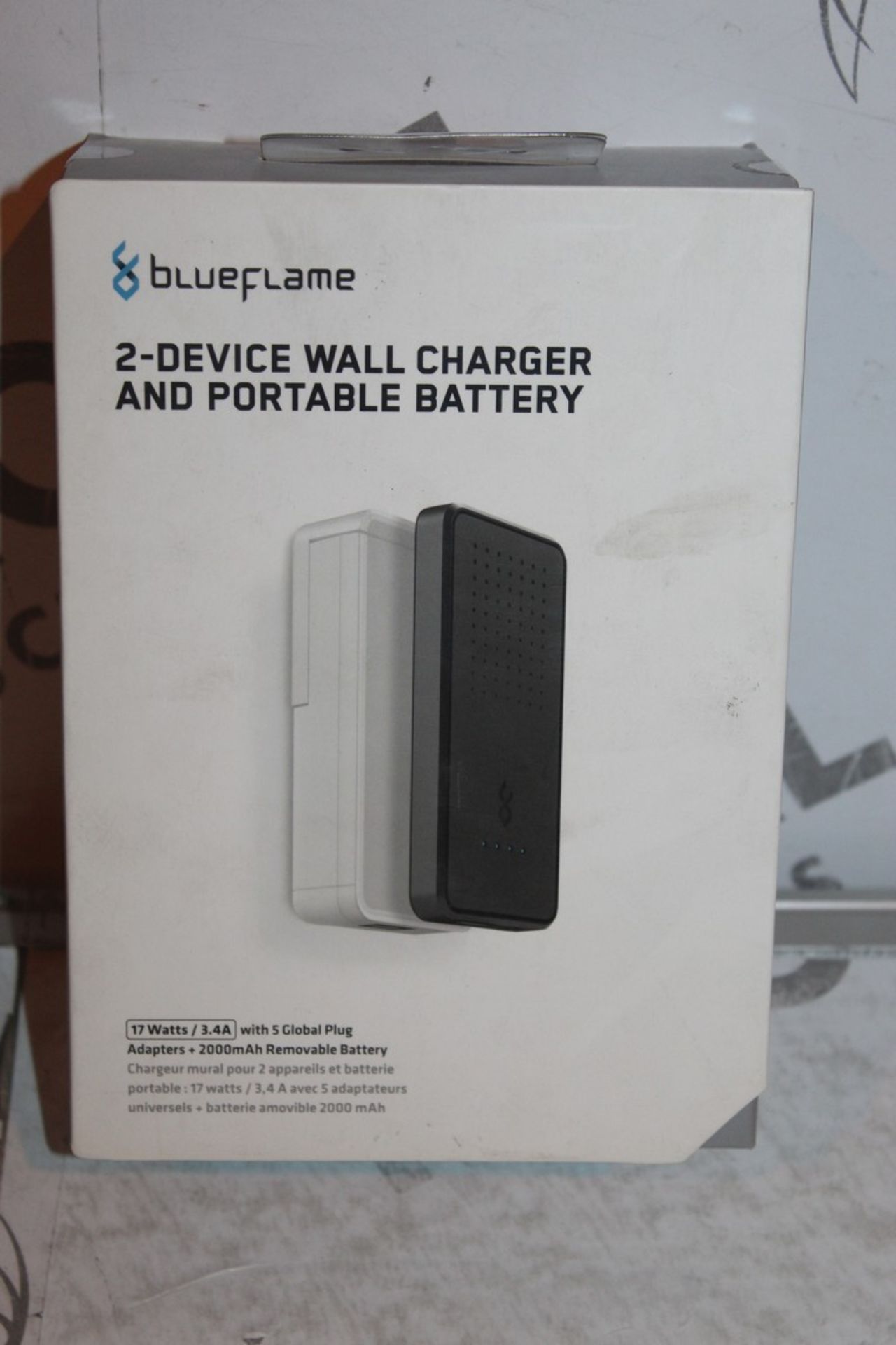 Lot to Contain 2 Boxed Brand New Blue Flame World Wall Charger and Battery Packs Combined RRP £80