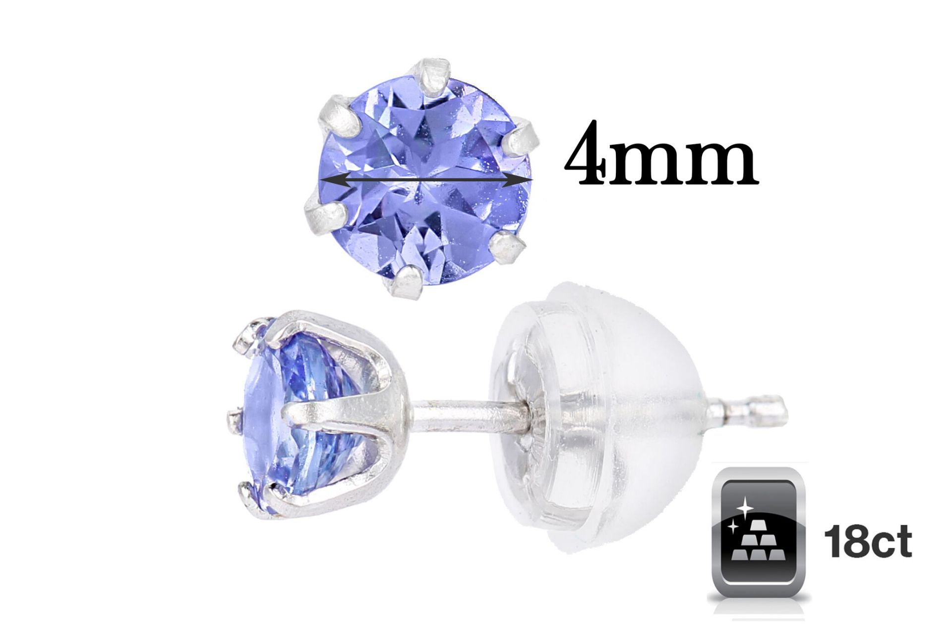 Tanzanite stud earrings in 18ct white gold, Metal - Image 2 of 2