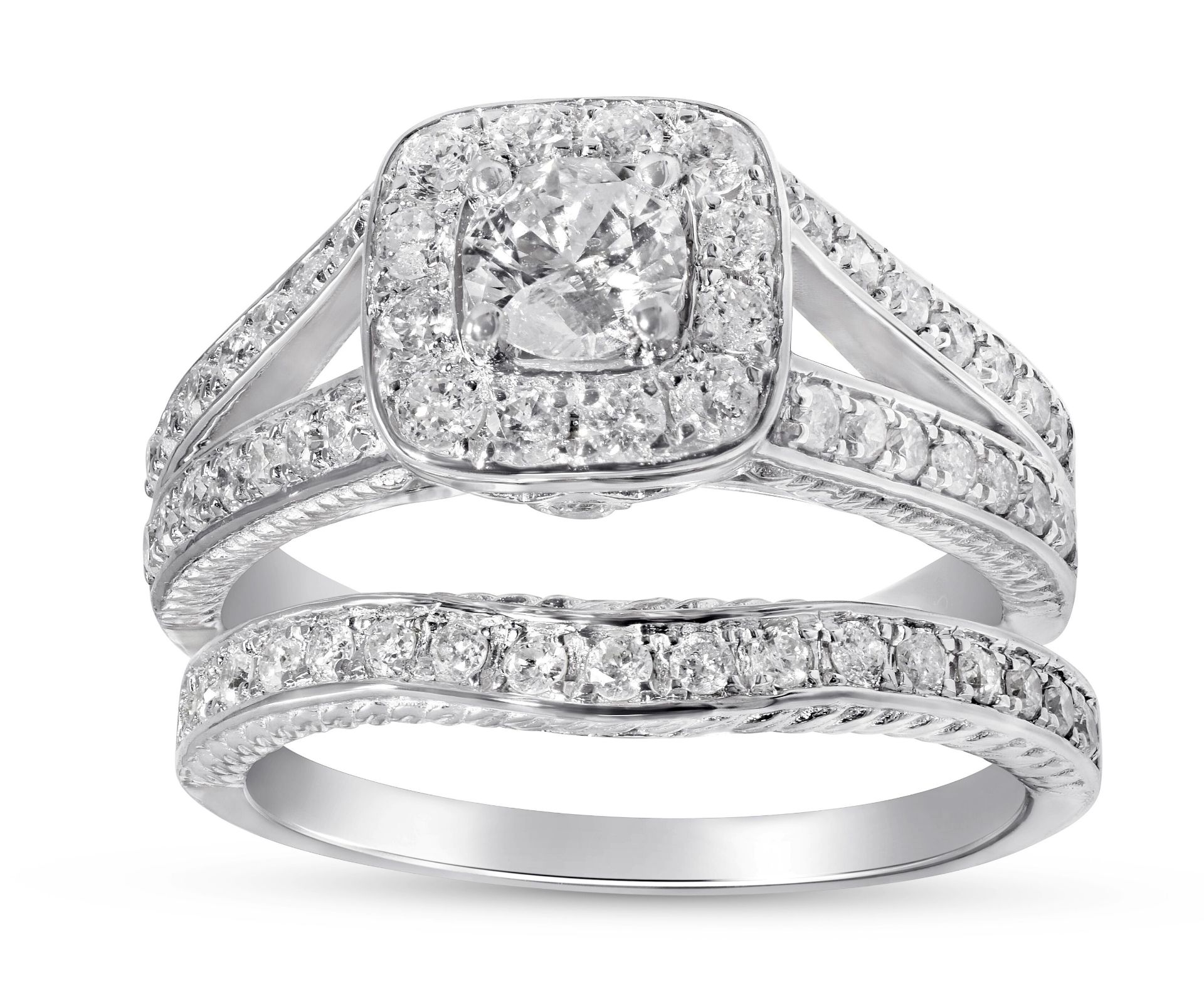 Bridal Set of Matching Engagement and Wedding ring