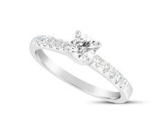 Solitaire diamond ring with diamonds on shoulder,