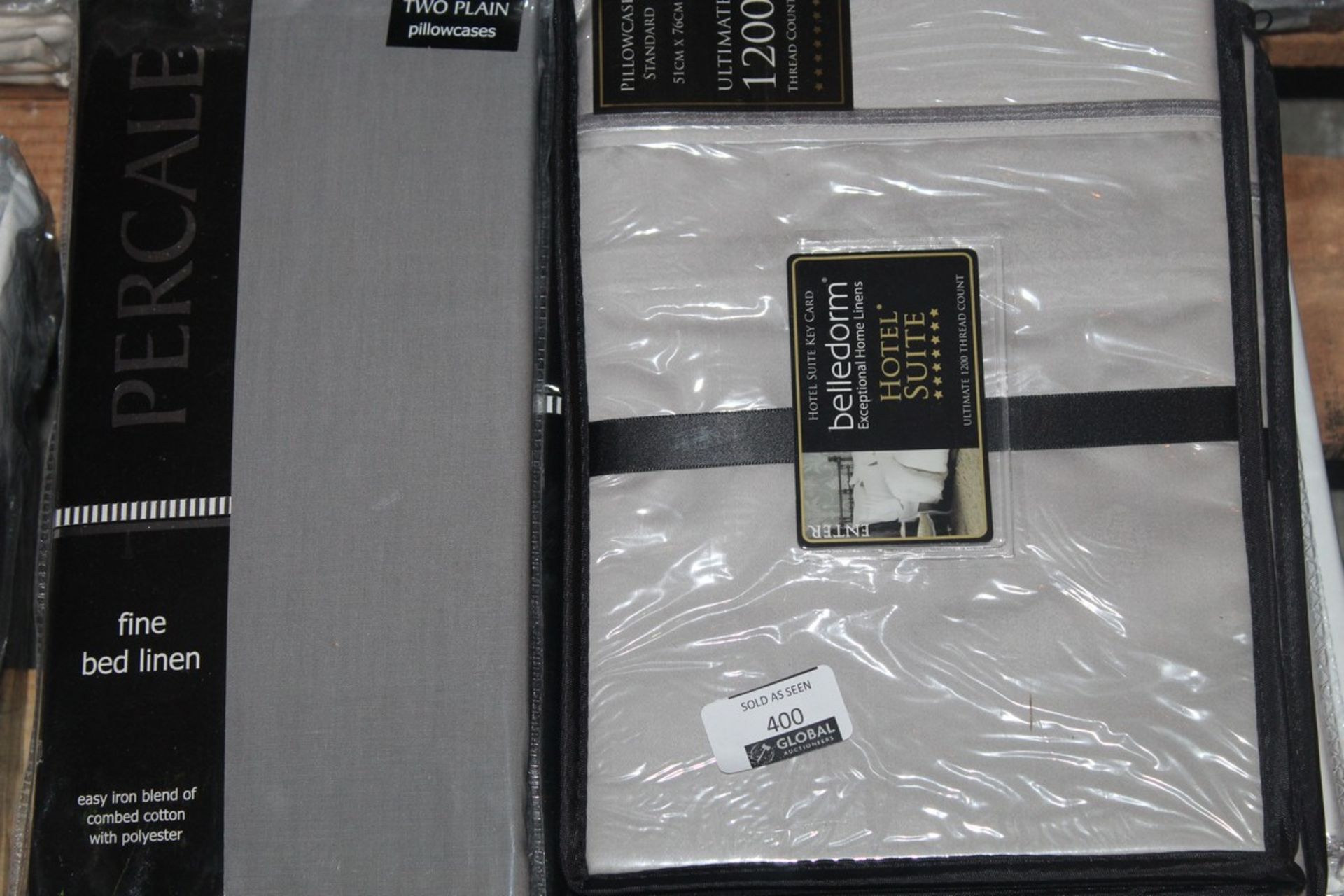 Lot to Contain 6 Assorted Items to Include Belledorme Hotel Suite Pillow Cases, Percale Twin Pack