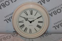 Boxed Roger Lascelles of London Cream Painted Roman Numeral Clock RRP £45 (17124) (Public Viewing