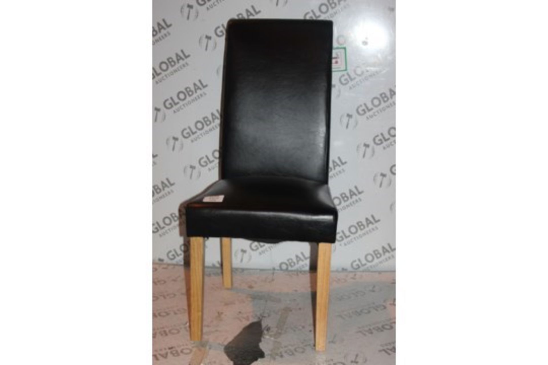 Boxed Pair of Black PV Leather Designer Dining Chairs, RRP£110.00 (17245) (Public Viewing and