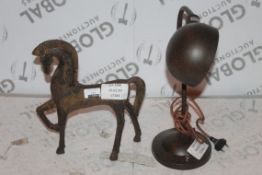 Lot to Contain 2 Assorted Items to Include a Horse Ornament and A Table Lamp Combined RRP £70 (