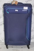 American Tourister Navy Blue Spinner Suitcase RRP £100 (4471465) (Public Viewing and Appraisals
