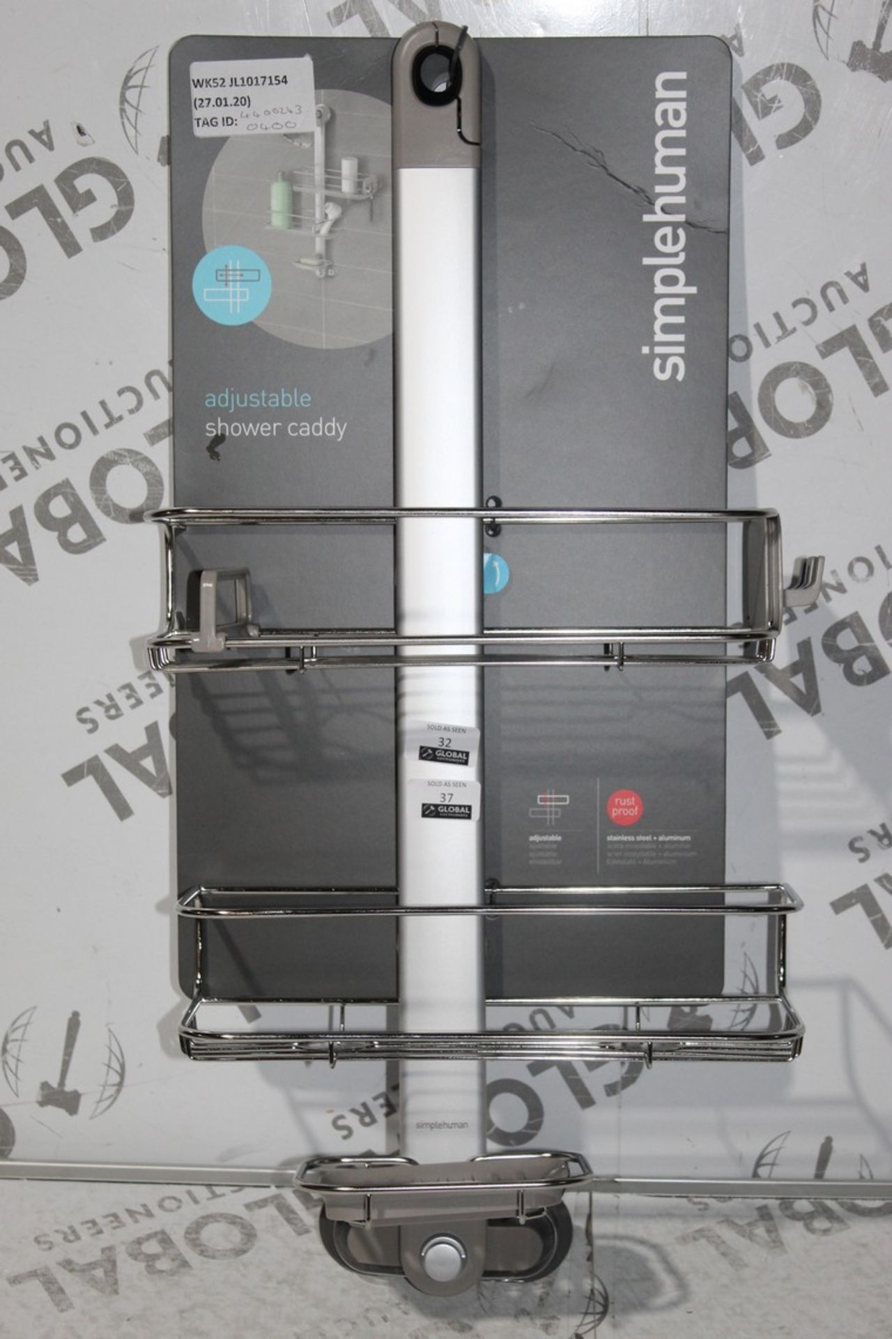 Simple Human Stainless Steel Adjustable Shower Caddy RRP £60 (4555397) (Public Viewing and