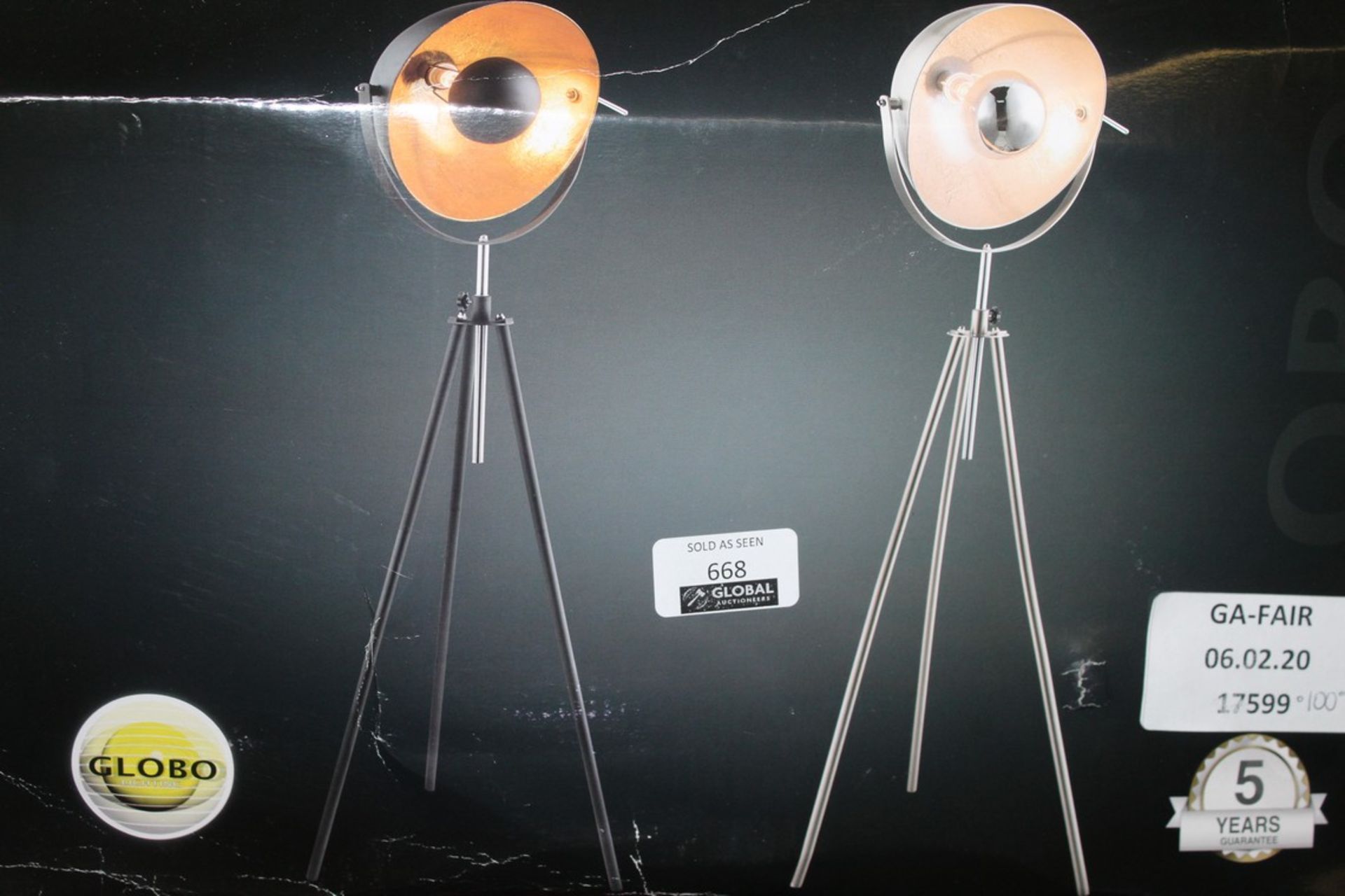 Boxed Globo Tripod Floor Standing Lamp RRP £100 (17599) (Public Viewing and Appraisals Available)
