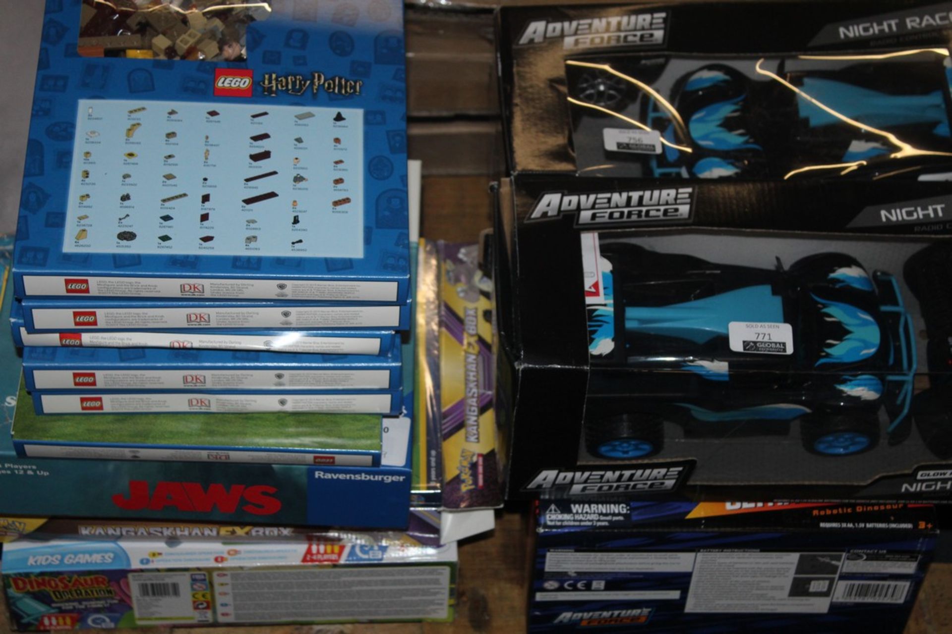 Assorted Toy Items to Include, Adventure Force, Night Racers, Toy Story 4, Sporkies and Lego