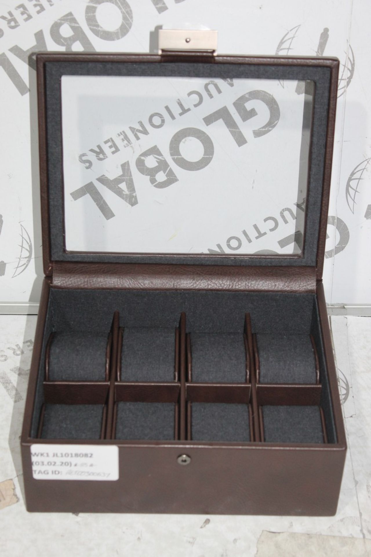 Brown Leather Dulwich 8 Compartment Watch Box RRP £85 (4475153) (Public Viewing and Appraisals