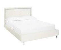 4.6ft Crystal Double White Bedstead RRP £170 (17936) (Public Viewing and Appraisals Available)