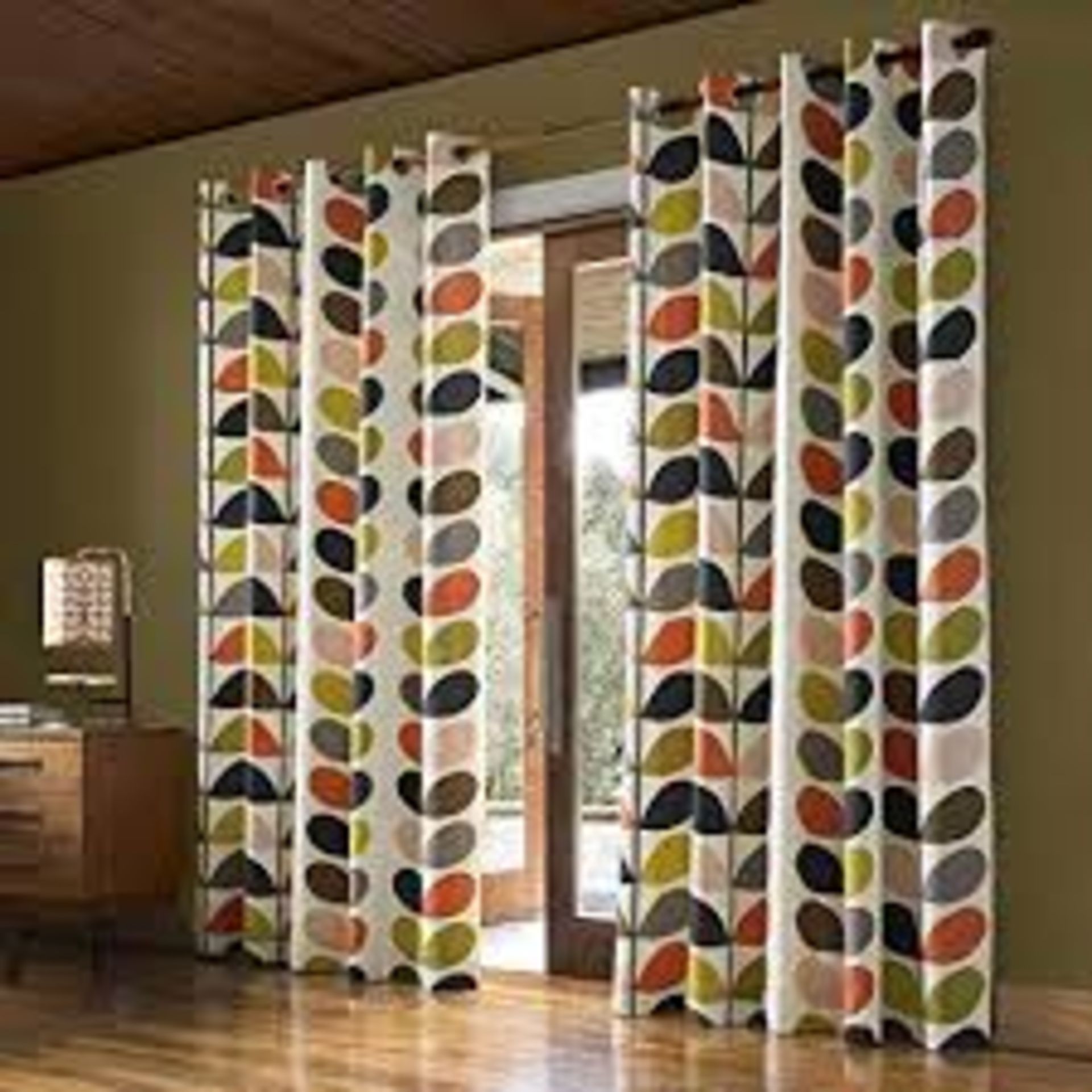 Pair of 66 x 72Inch Orla Kiely Stem Curtains RRP £100 (4401112) (Public Viewing and Appraisals