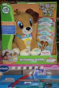 Boxed Assorted Children's Toy Items to Include a Vtech Myla Magical Unicorn, Leap Frog Story Time