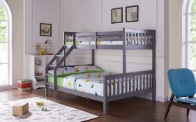 Boxed Pine Triple Bunk Bed in Grey RRP £295 (17936) (Public Viewing and Appraisals Available)