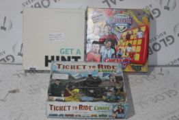 Boxed Assorted Children's Toy Items to Include Get a Hint Party Game, World of Football Stars