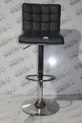 Grey Leather Chrome Gas Lift Swivel Bar Stool RRP £75 (14671) (Public Viewing and Appraisals