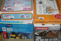 Boxed Assorted Children's Toy Items to Include The Tobar Unicorn Racer, Vtech Baby My First Activity