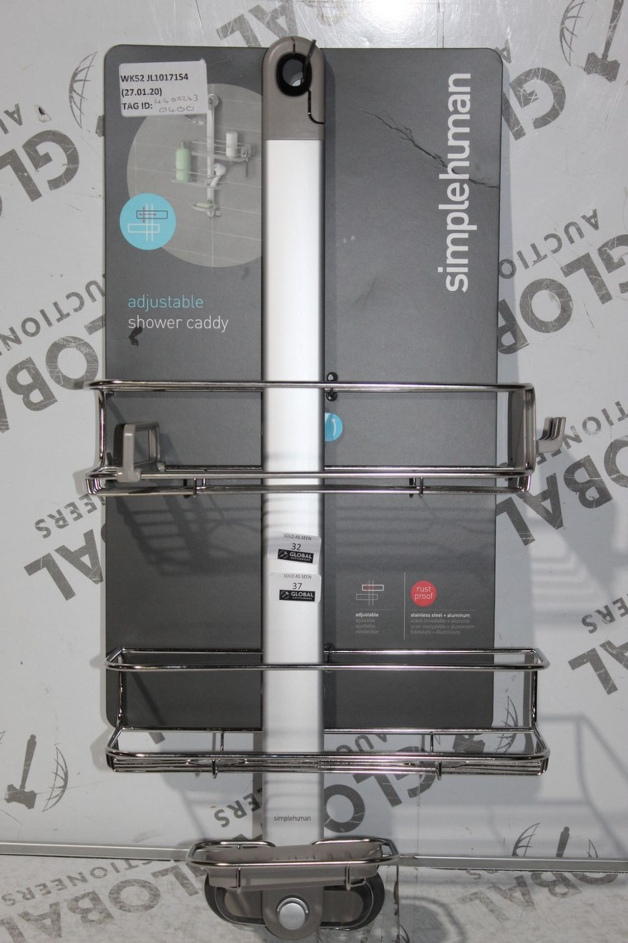 Simple Human Stainless Steel Adjustable Shower Caddy RRP £60 (4504837) (Public Viewing and