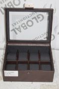 Brown Leather Dulwich 8 Compartment Watch Box RRP £85 (4475152) (Public Viewing and Appraisals