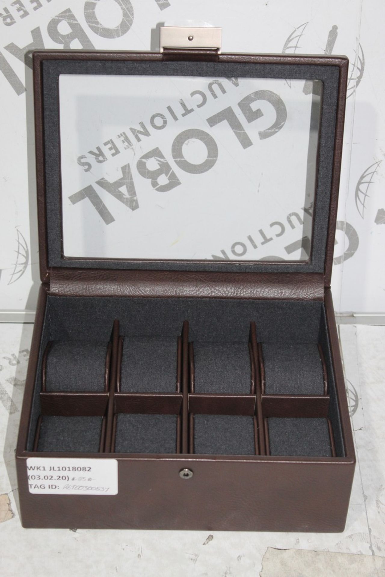 Brown Leather Dulwich 8 Compartment Watch Box RRP £85 (4475152) (Public Viewing and Appraisals