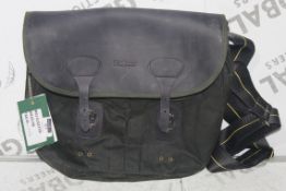 Barbour Waxed Leather Tarras Sage Green Bag (4494096) (Public Viewing and Appraisals Available)