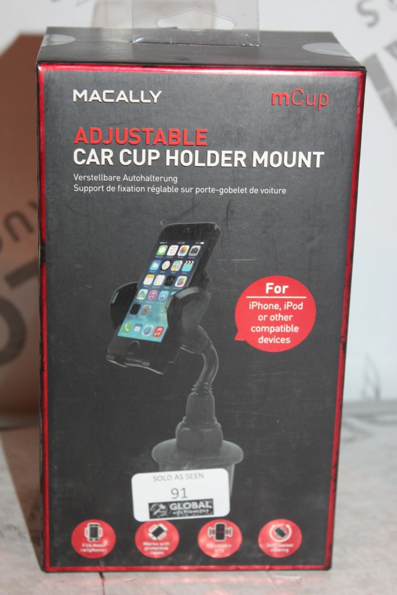12 Boxed, Brand-New, Macally, M cup, Adjustable Car Mount Holders, Combined RRP£180.00