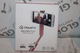 Lot to Contain 3 Boxed Cliquefie, Rose Gold Selfie Sticks, Combined RRP£120.00