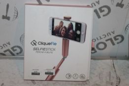 Lot to Contain 3 Boxed Cliquefie, Rose Gold Selfie Sticks, Combined RRP£120.00