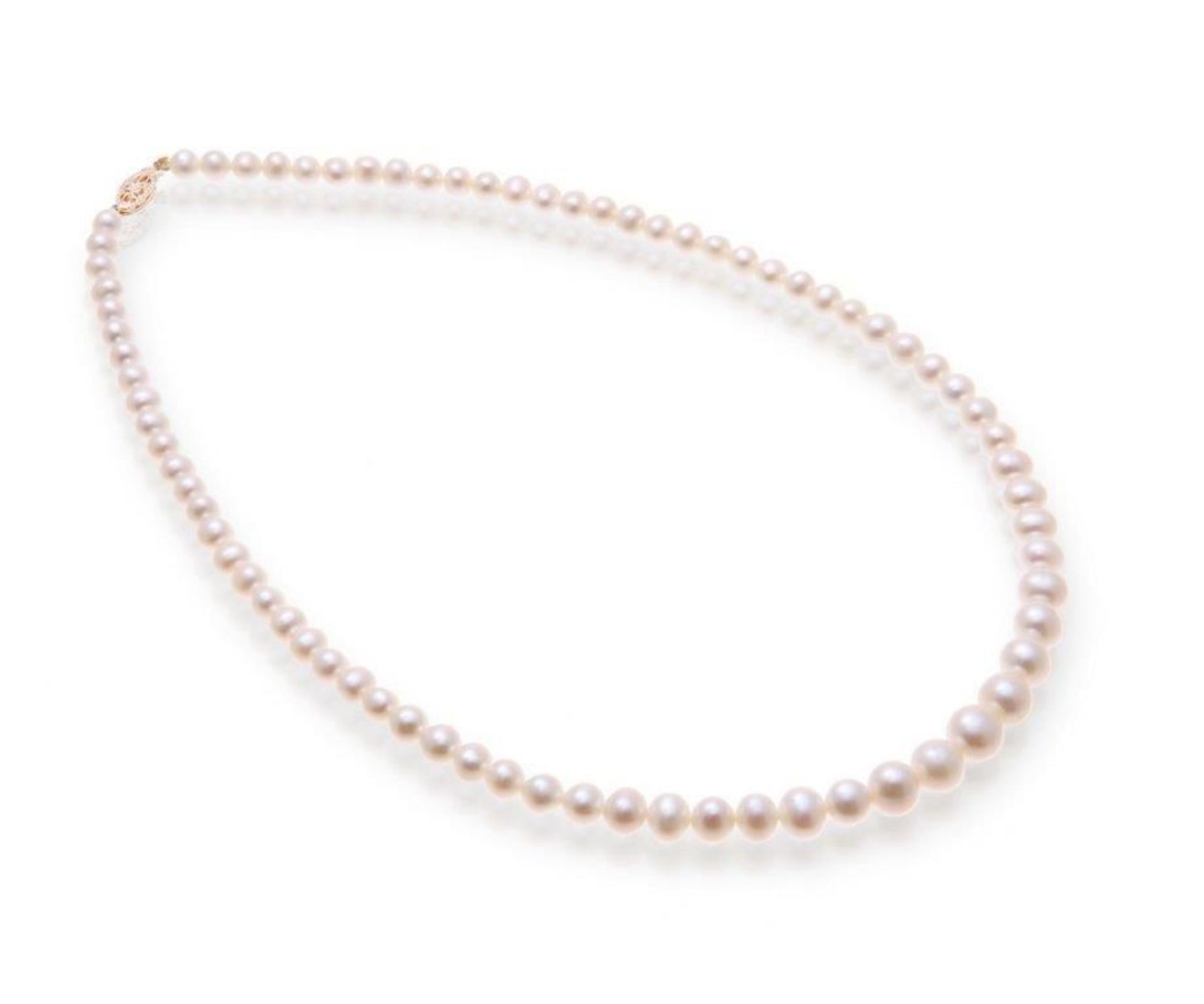 9-5mm Graduated Pearl 18 Inch Peal Necklace with 9ct Clasp, Metal 9ct Yellow Gold, Weight 0.2,