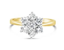 Flower Shaped Diamond Ring, Metal 9ct Yellow Gold, Weight 2.18, Diamond Weight (ct) 0.55, Colour