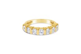 7 Diamond Stones Bar Set. Eternity Ring, Metal 18ct Yellow Gold, Weight 4.92, Diamond Weight (ct)