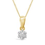 Diamond Necklace with Detailed Setting and a Bright Diamond, Metal 9k Yellow gold, Weight 0.87,