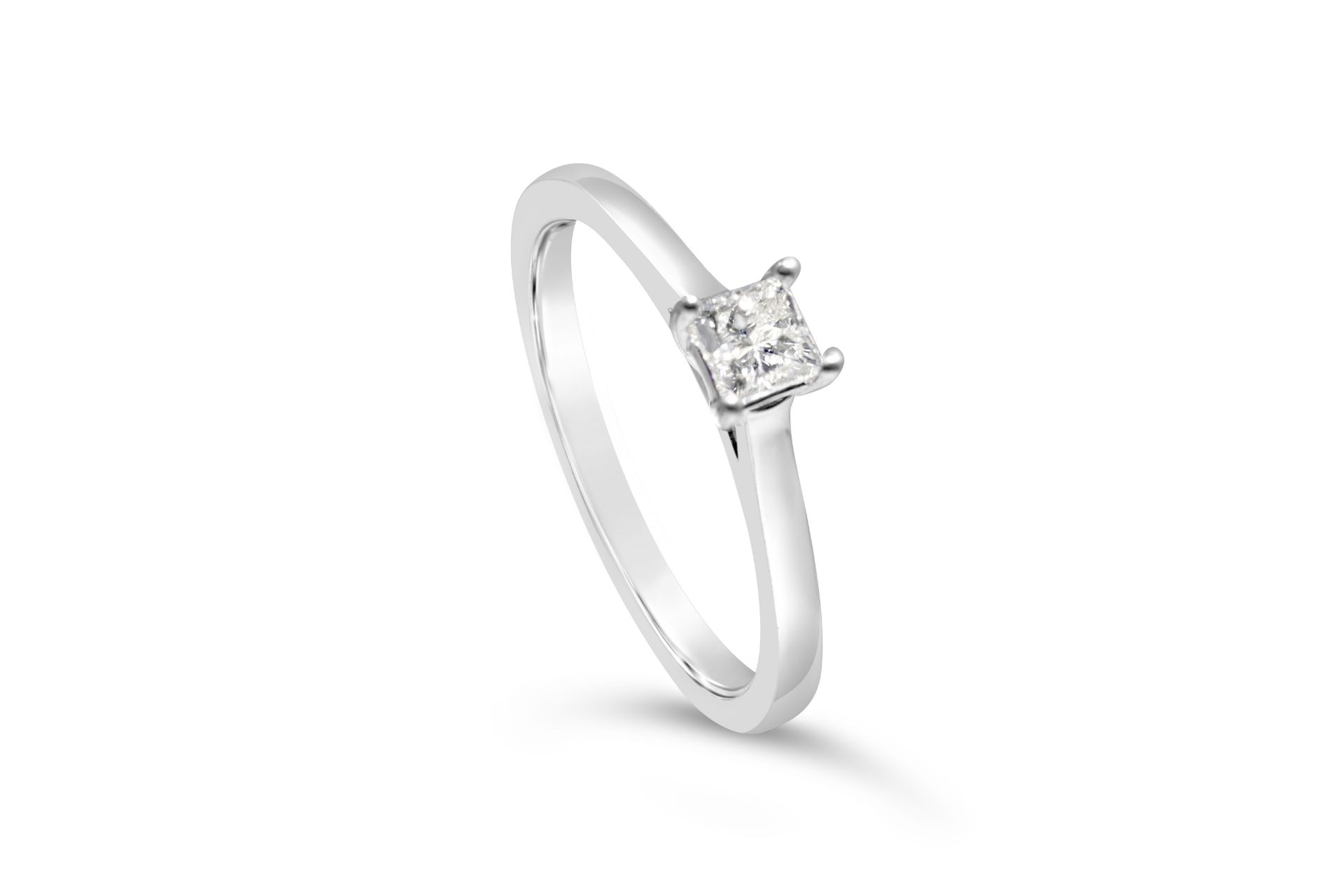 Premium Quality Princess Cut Solitaire Diamond Ring, Metal 9ct White Gold, Weight 2.15, Diamond