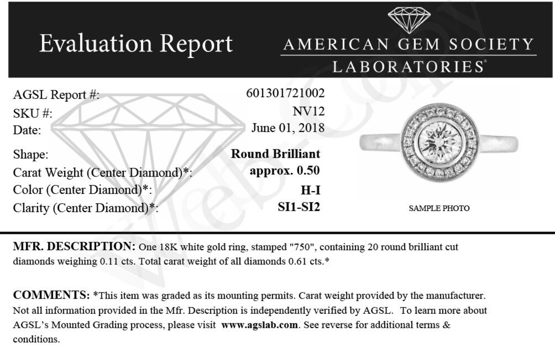 Round Brilliant Cut Diamond Ring. With AGS Certificate, Metal 18ct White Gold, Weight 3.85, - Image 2 of 2