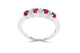 Ruby and Diamond White Gold Eternity Ring, Metal 9ct White Gold, Diamond Weight (ct) 0.08, Colour H,