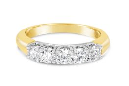 5 Stone Diamond Eternity Ring, Metal 18ct Yellow Gold, Weight 5.05, Diamond Weight (ct) 0.84, Colour