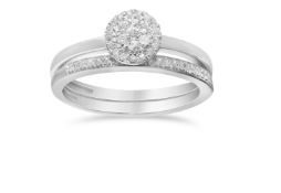 Matching Bridal Set of Engagement and Wedding ring - 2 White Gold Diamond Rings, Metal 9ct White