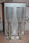 Boxed Pair of Heart Stem Lovers Champagne Flutes RRP £24.99 a Set