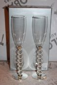 Boxed Pair of Heart Stem Lovers Champagne Flutes RRP £24.99 a Set