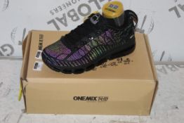 Boxed Brand New Pair of One Mix Sizes UK 6, Irridescent Running Shoes, Black and Purple, RRP £45.00