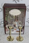 Boxed Pair of The Wedding Of The Season Gold Stem Glass Champagne Flutes RRP £24.99