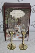 Boxed Pair of The Wedding Of The Season Gold Stem Glass Champagne Flutes RRP £24.99