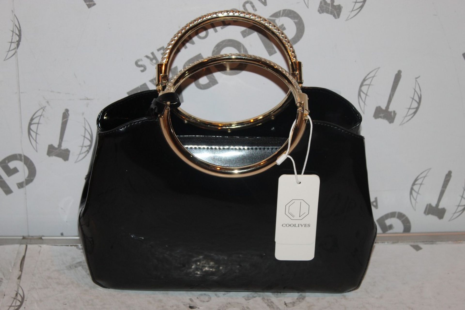 Brand New Womens, Coolives, Black, Golden Detail, Patent Leather, Night Bag, £45.00