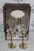 Boxed Pair of The Wedding Of The Season Gold Stem Glass Champagne Flutes RRP £24.99