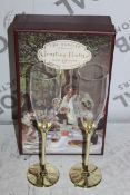 Boxed Pair of The Wedding Of The Season Gold Stem Glass Champagne Flutes RRP £24.99