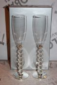 Boxed Pair of Heart Stem Lovers Champagne Flutes RRP £24.99 a Set