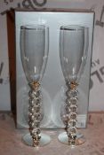 Boxed Pair of Heart Stem Lovers Champagne Flutes RRP £24.99 a Set